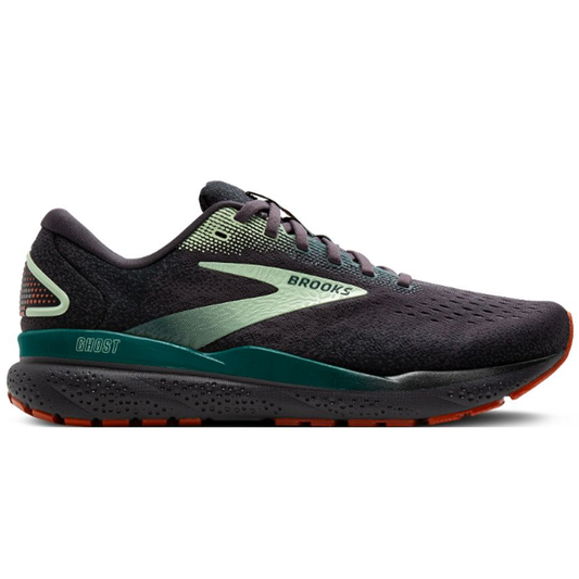 Men's Brooks Ghost 16, Blackened Pearl/June Bug/Green, 11.5 D Medium