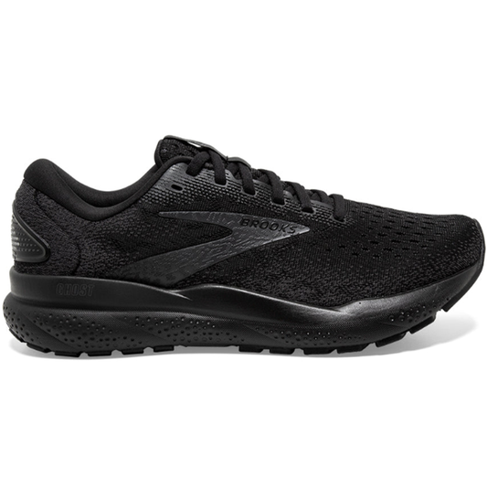 Men's Brooks Ghost 16, Black/Black/Ebony, 9 4E Extra Wide