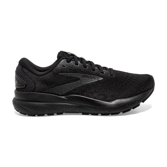 Men's Brooks Ghost 16, Black/Black/Ebony, 13 D Medium