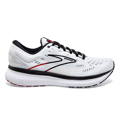 Men's Brooks Glycerin 19, White/Black/Red, 13 D Medium