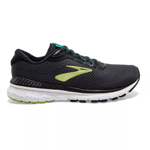 Men's Brooks Adrenaline GTS 20, Black/Lime/Blue Grass, 9 D Medium
