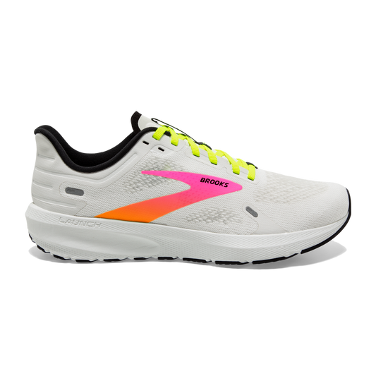Men's Brooks Launch 9, White/Pink/Nightlife, 15 D Medium