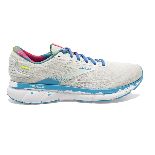 Women's Brooks Trace 2, White/Gray/Alaskan Blue, 6.5 B Medium